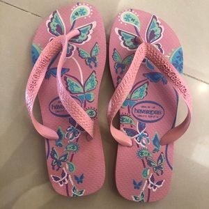 Havaianas Pink Butterfly Flip Flops